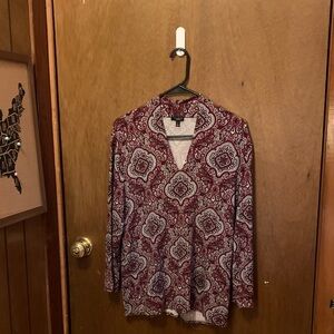 Talbots Red and grey Long Sleeve Top